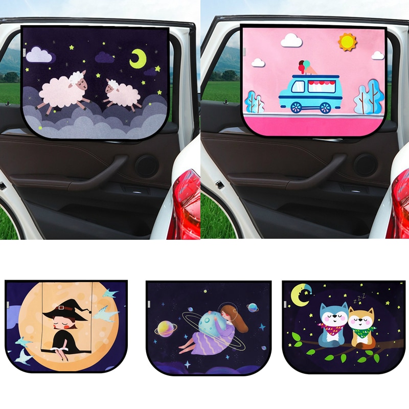 Universal Car Sun Shade Cover UV Protect Curtain Side Window Sunshade Cover For Baby Kids Cute Cartoon Car Styling